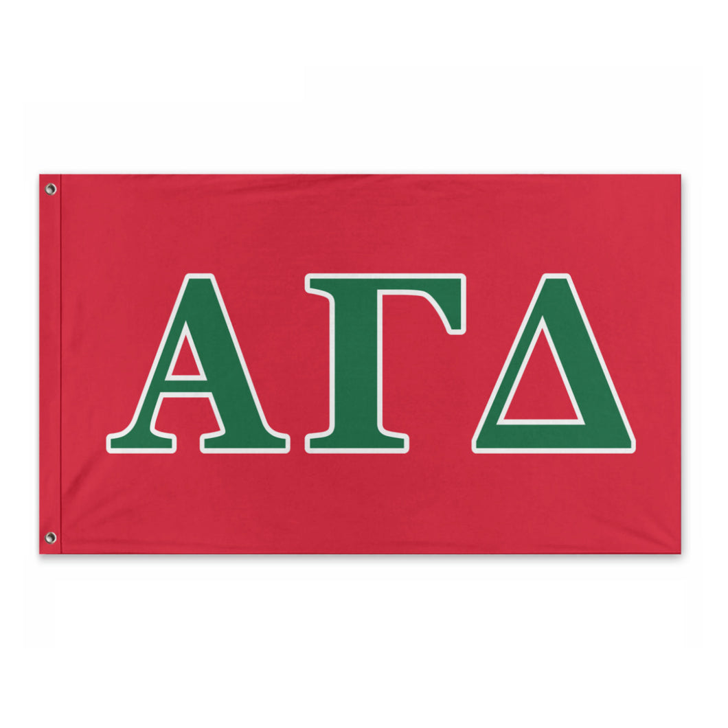 Alpha Gamma Delta Wide Block Greek Flag - Red, Dark Green & White