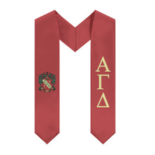 Load image into Gallery viewer, Alpha Gamma Delta Graduation Stole With Crest - Red &amp; Yellow