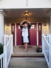 Load image into Gallery viewer, Alpha Gamma Delta Graduation Stole With Crest - White &amp; Red
