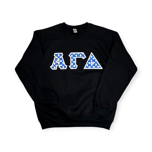 Alpha Gamma Delta Sorority Lettter Sweatshirt - Black, Azure & White