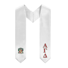 Load image into Gallery viewer, Alpha Gamma Delta Stole + Block Letters + Crest - White, Red &amp; Green - 2