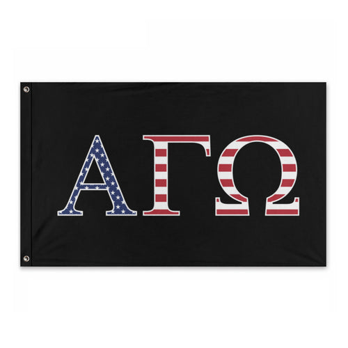 Alpha Gamma Omega USA Flag - Black