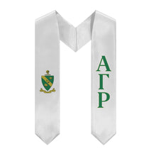 Load image into Gallery viewer, Alpha Gamma Rho Graduation Stole With Coat Of Arms - White, Green &amp; Yellow