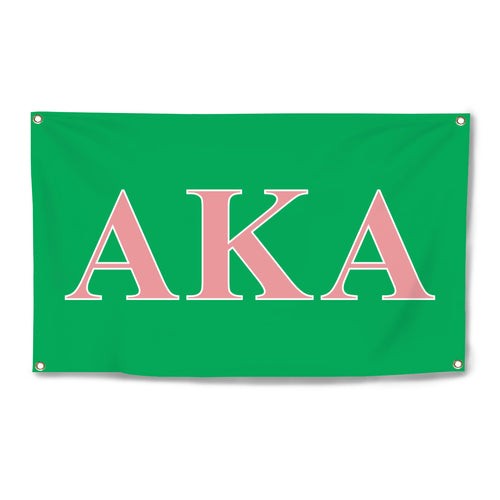 Alpha Kappa Alpha Bold Greek Four-Grommet Banner - Green, Pink & White