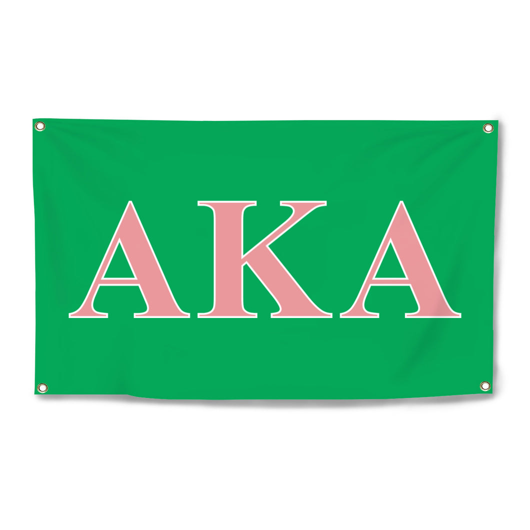 Alpha Kappa Alpha Bold Greek Four-Grommet Banner - Green, Pink & White