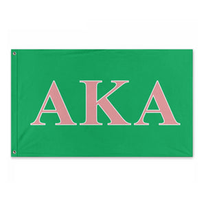 Alpha Kappa Alpha  Bold Greek Flag - Green, Pink & White