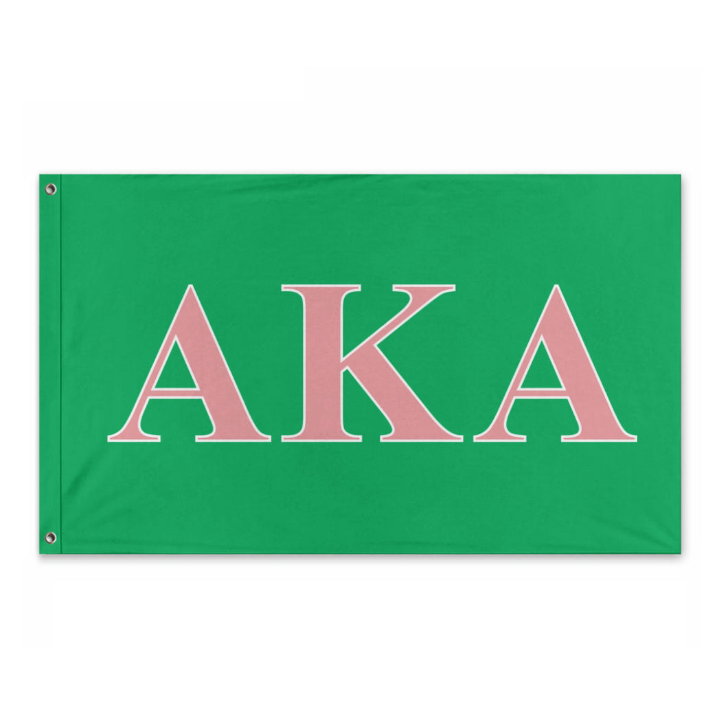Alpha Kappa Alpha  Bold Greek Flag - Green, Pink & White