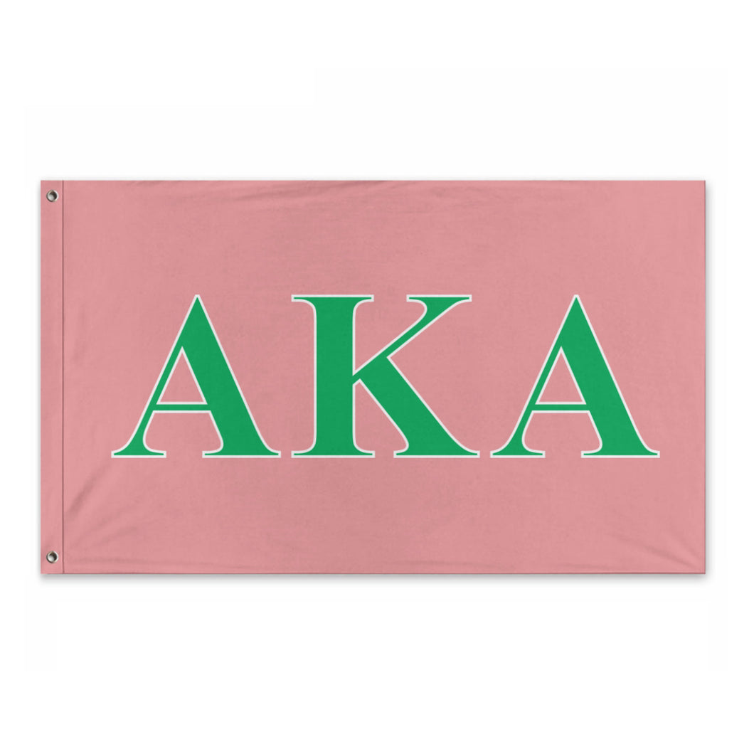 Alpha Kappa Alpha Bold Greek Flag - Pink, Green & White