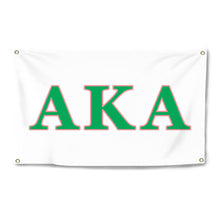 Load image into Gallery viewer, Alpha Kappa Alpha Bold Greek Four-Grommet Banner - White, Green &amp; Pink