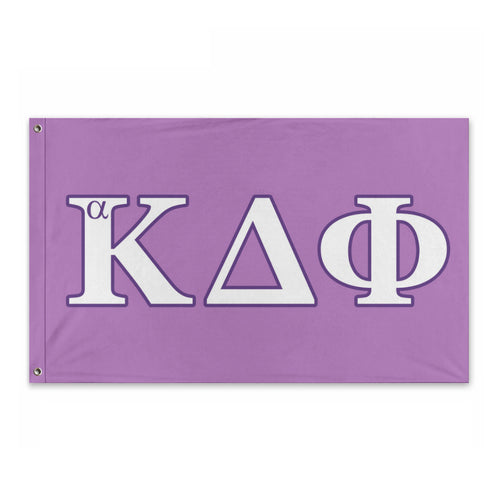 alpha Kappa Delta Phi Wide Greek Block Flag - Lilac, White & Dark Purple