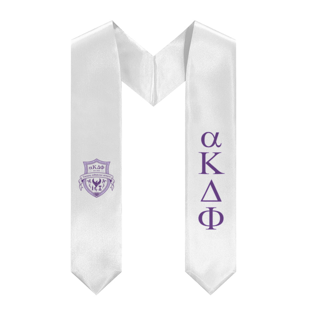 alpha Kappa Delta Phi Graduation Stole With Crest - White