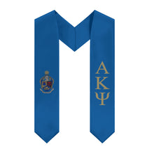 Load image into Gallery viewer, Alpha Kappa Psi Graduation Stole With Crest - Blue &amp; Gold