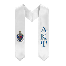 Load image into Gallery viewer, Alpha Kappa Psi Graduation Stole With Crest - White