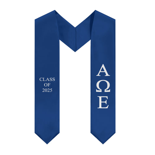 Alpha Omega Epsilon Class of 2025 Sorority Stole - Blue & White