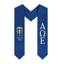 Load image into Gallery viewer, Alpha Omega Epsilon + Crest + Class of 2026 Graduation Stole - Blue &amp; White