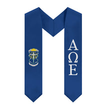 Load image into Gallery viewer, Alpha Omega Epsilon Graduation Stole With Crest &amp; Official Letters - Blue &amp; White