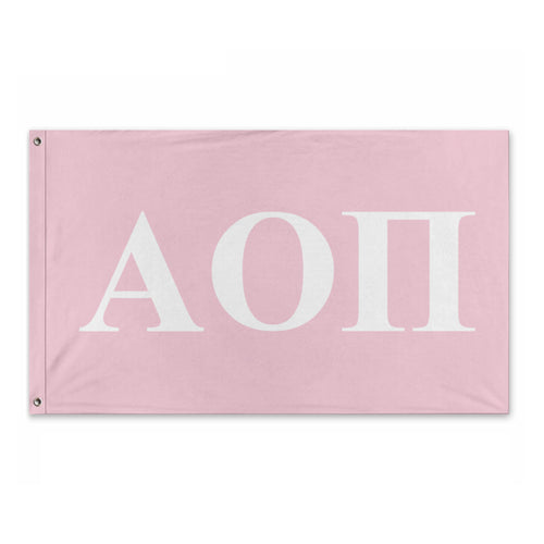 Alpha Omicron Pi Bold Greek Flag - Azalea & White