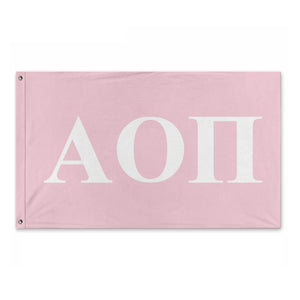 Alpha Omicron Pi Bold Greek Flag - Azalea & White