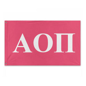Alpha Omicron Pi Bold Greek Flag - Pink & White