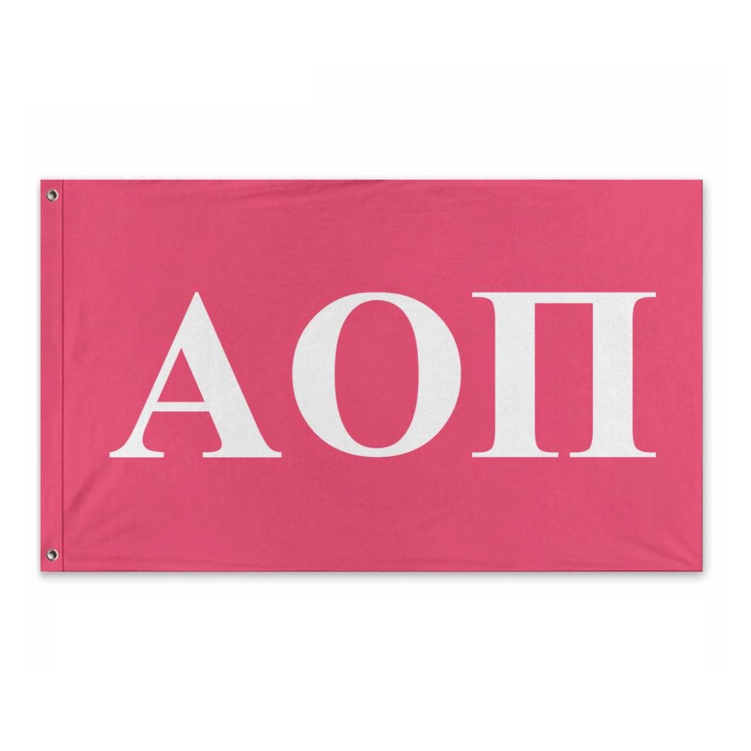 Alpha Omicron Pi Bold Greek Flag - Pink & White