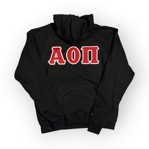 Alpha Omicron Pi Sorority Letter Hoodie - Black, Red & White