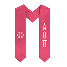 Load image into Gallery viewer, Alpha Omicron Pi Stole With Infinity Rose &amp; Official Letters - Dark Pink &amp; White