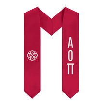 Load image into Gallery viewer, Alpha Omicron Pi Stole With Infinity Rose &amp; Official Letters - Cardinal &amp; White