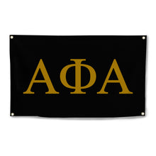 Load image into Gallery viewer, Alpha Phi Alpha Four-Grommet Banner - Black &amp; Old Gold