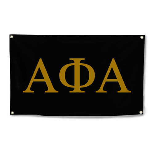 Alpha Phi Alpha Four-Grommet Banner - Black & Old Gold