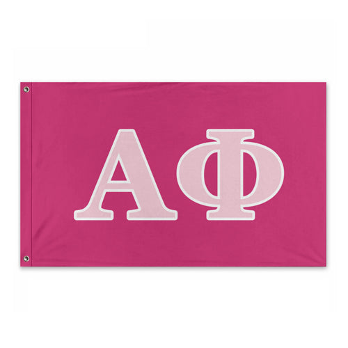 Alpha Phi Wide Greek Block Flag - Bright Pink, Azalea & White