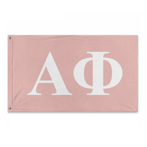Alpha Phi Bold Greek Flag - Blush & White