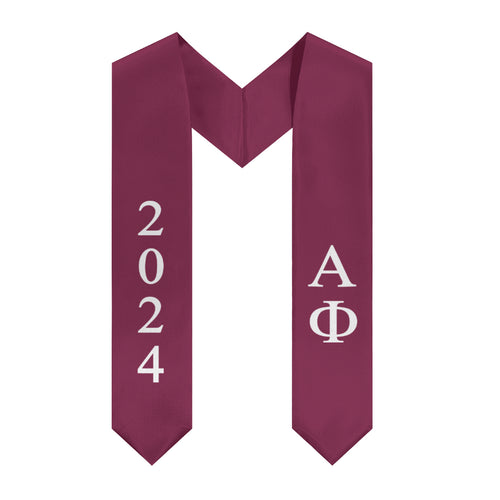 Alpha Phi 2024 Graduation Stole - Bordeaux