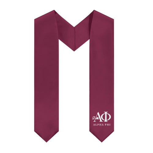 Alpha Phi Logo Stole - Bordeaux & White