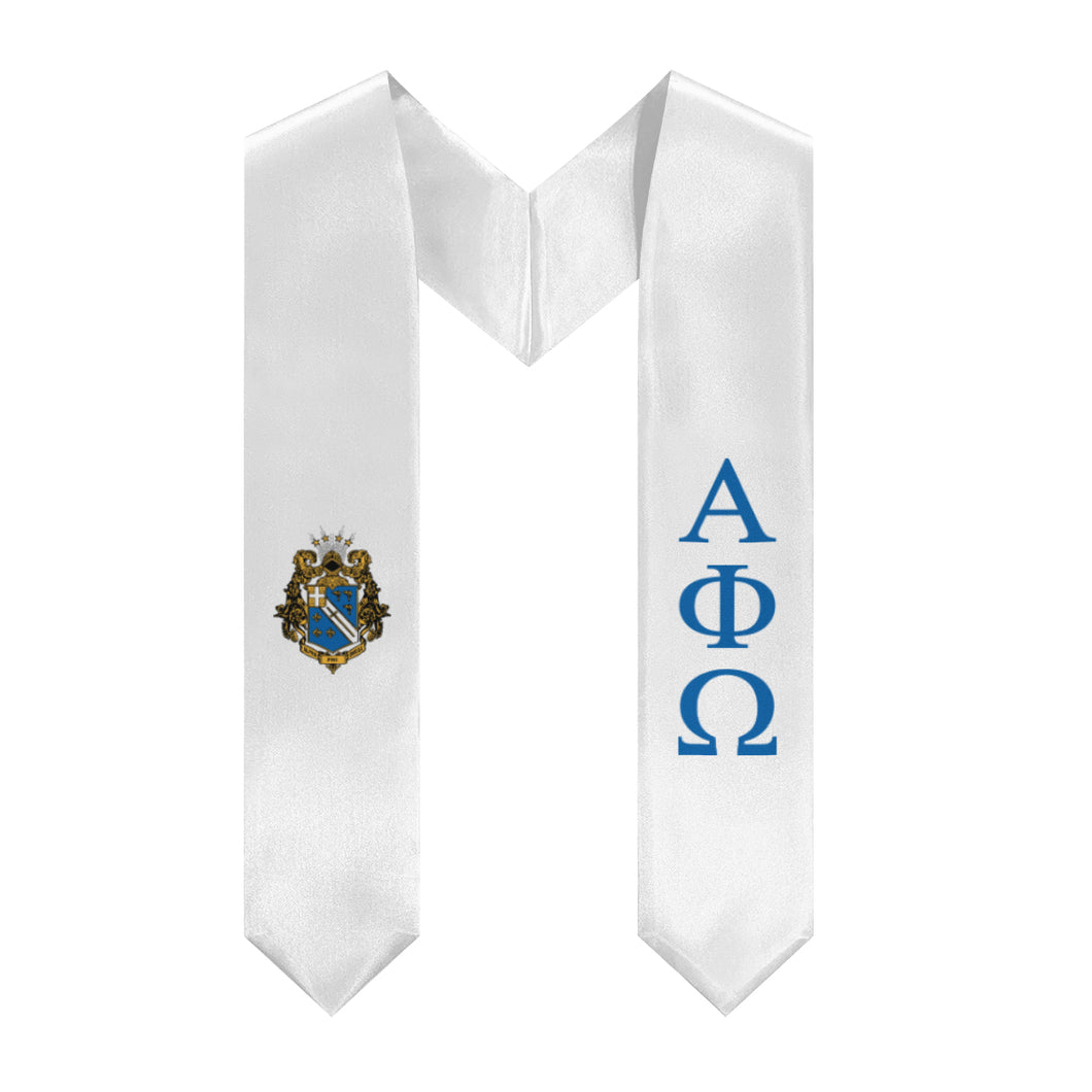 Alpha Phi Omega Graduation Stole With Crest - White & Blue