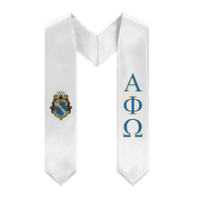 Load image into Gallery viewer, Alpha Phi Omega Graduation Stole With Crest - White, Blue &amp; Gold