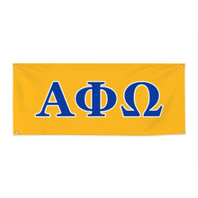 Load image into Gallery viewer, Apha Phi Omega Wide Block Greek Banner - Gold, Royal &amp; White