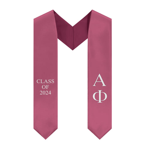 Alpha Phi Class of 2024 Sorority Stole - Berry, White & Bordeaux