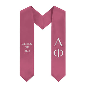 Alpha Phi Class of 2025 Sorority Stole - Berry, White & Bordeaux