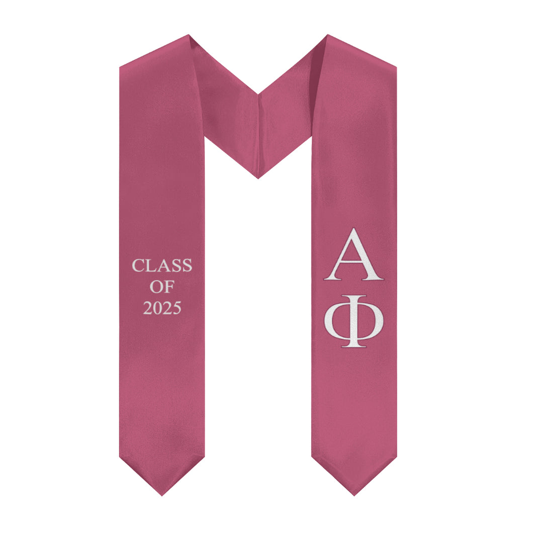 Alpha Phi Class of 2025 Sorority Stole - Berry, White & Bordeaux