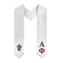 Load image into Gallery viewer, Alpha Phi Stole + Block Letters + Crest - White, Bordeaux &amp; Silver - 2