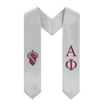Load image into Gallery viewer, Alpha Phi Graduation Stole With Crest - Light Silver &amp; Bordeaux
