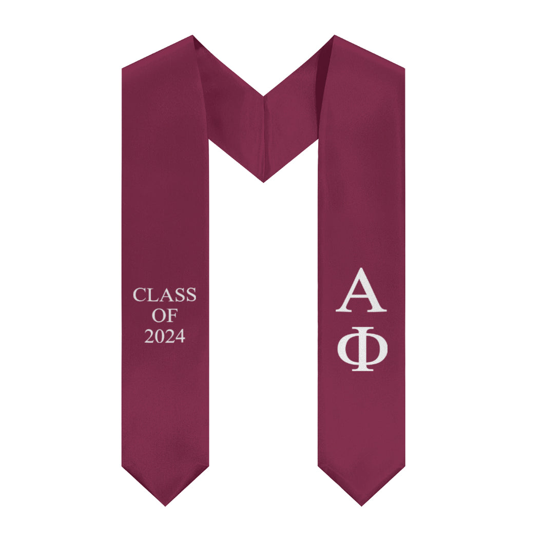 Alpha Phi Class of 2024 Sorority Stole - Bordeaux & White