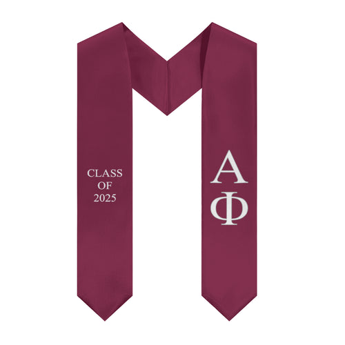 Alpha Phi Class of 2025 Sorority Stole - Bordeaux, White & Silver