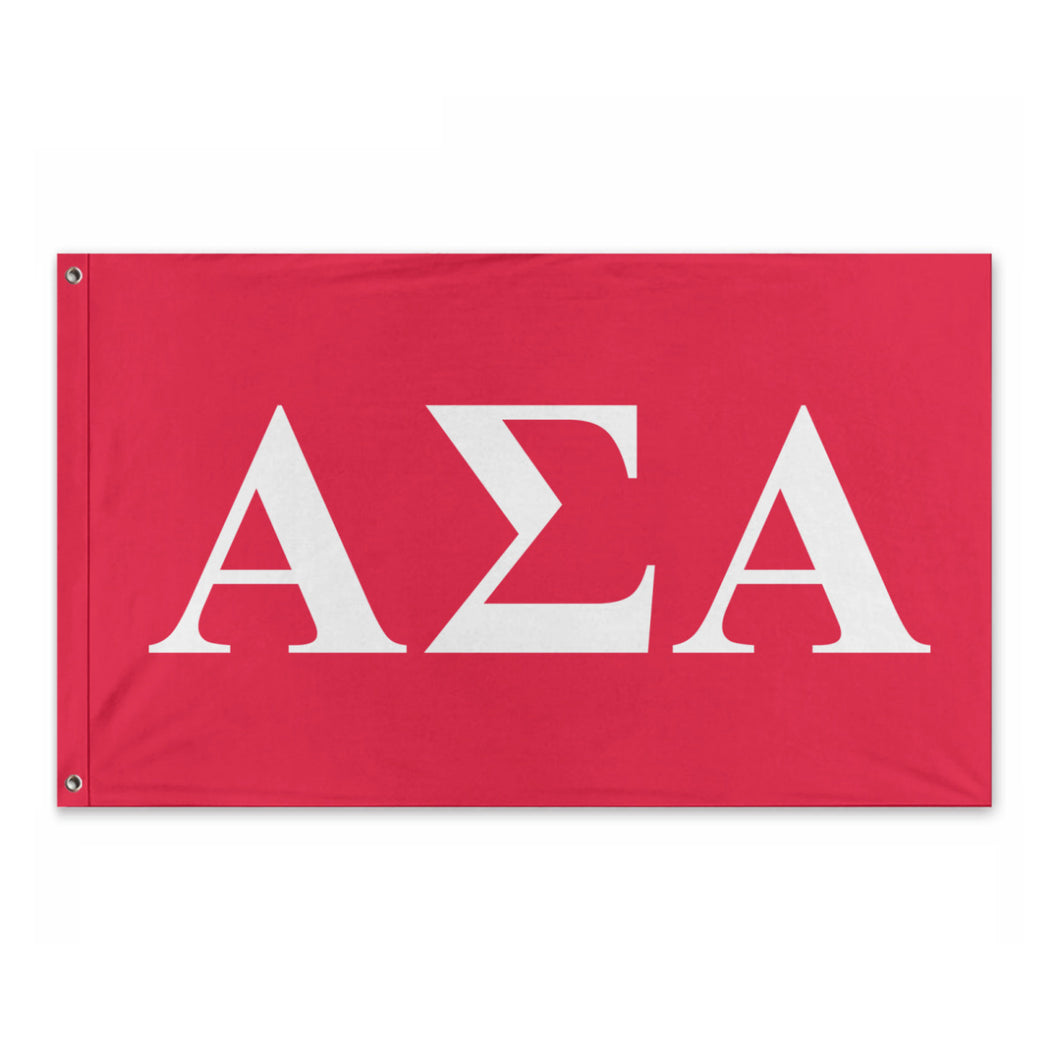 Alpha Sigma Alpha Bold Greek Flag - Ruby & White