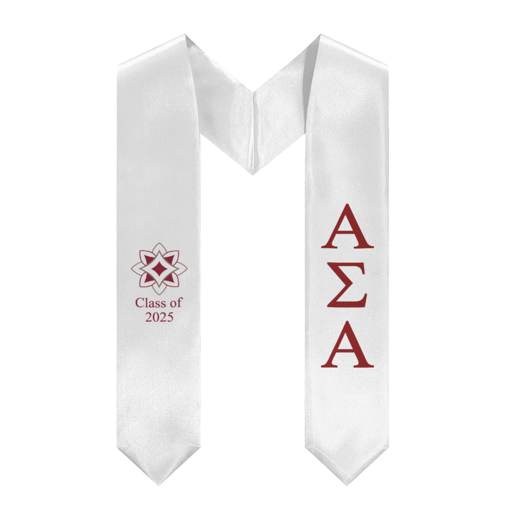 Alpha Sigma Alpha 2025 Logomark Sorority Stole - White & Crimson