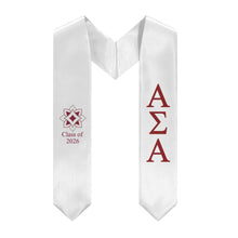 Load image into Gallery viewer, Alpha Sigma Alpha 2026 Logomark Sorority Stole - White &amp; Crimson