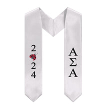 Load image into Gallery viewer, Alpha Sigma Alpha 2024 Ladybug Graduation Stole - Pearl White