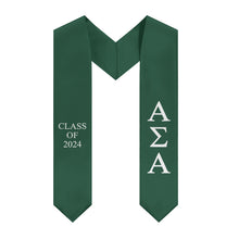 Load image into Gallery viewer, Alpha Sigma Alpha Class of 2024 Sorority Stole - Palm Green &amp; White