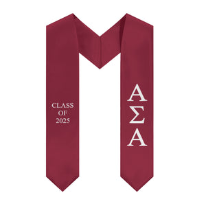 Alpha Sigma Alpha Class of 2025 Sorority Stole - Crimson & White