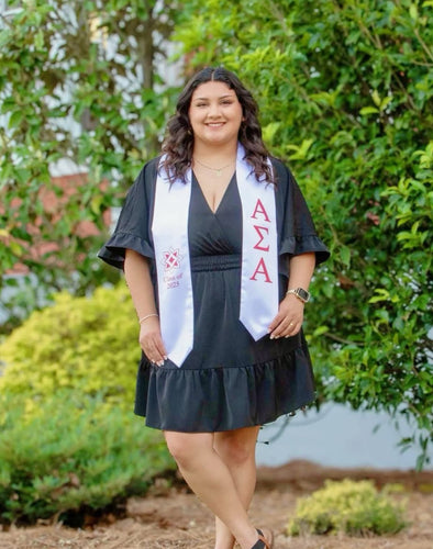 Alpha Sigma Alpha 2025 Logomark Sorority Stole - White & Crimson